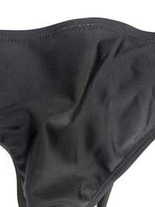 Manfinity Swimmode 男士夏季海滩度假风字母印花黑色泳裤 - 黑色 - 查看 6