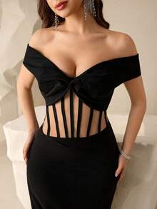 Women's Off Shoulder Black Formal Evening Gown (Heavily Embellished) Off Shoulder Formal Dress Black Long Formal Dress Sexy Elegant Dress Black Dress Classy Elegant Black Evening Gowns Formal Gala Dress Elegant Sexy Dinner Dress Black Off Shoulder Dress Formal Off Shoulder Dress Sexy Formal Dress Elegant Off Shoulder Dress - Black - View 6