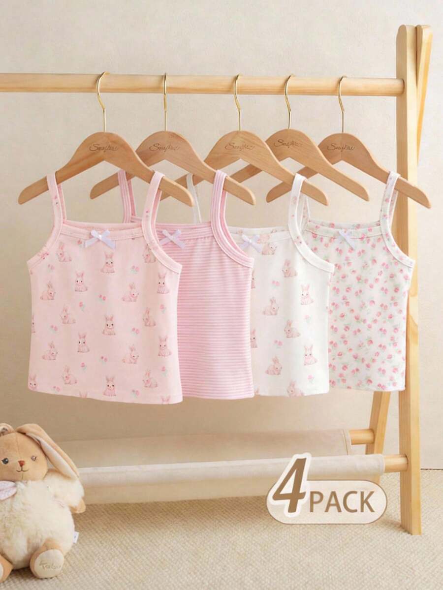 Souflis Souflis 4pcs/Set Infant & Baby GirlDitsy Floral Blouses, French Countryside Style, Comfortable & Fashionable, Spring/Summer - Multicolor - View 1