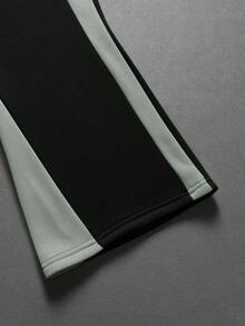 PAVTROS Men's Letter Print Drawstring Hooded Zip Pocket Long Sleeve Sweatshirt And Sweatpants Casual Tracksuit Set - Black - View 5