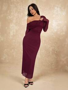 SHEIN PETITE 秋季夏季及夏季简约复古闪亮假日派对装扮锐舞音乐节郊游泳装度假波西米亚风 BOHO 热辣户外层次丰富的婚礼季宴会成人礼海滩海滨 - 酒紅色 - 查看 5