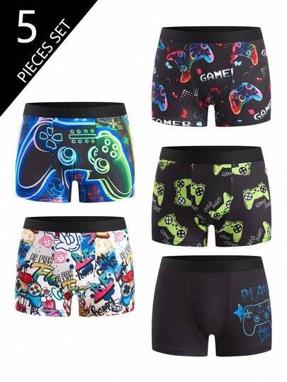 SHEIN 5PCS Tween Boys Undershirt