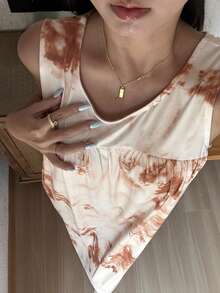 DAZY Áo ngủ dài không tay dáng rộng cho nữ, họa tiết ombre, thích hợp cho mùa hè. - Màu be - Xem 7