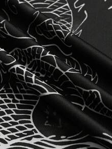 SHEIN PETITE Chinese Dragon Hollow Design Split Hem Bodycon Dress - Black - View 4