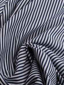 Franclia New Stylish Striped Oblique Button Casual Shirt - Blue - View 4