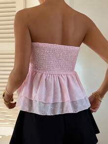 Women's Casual Vacation Beach Pink Bandeau Top, Spring/Summer Boho - Pink - View 2