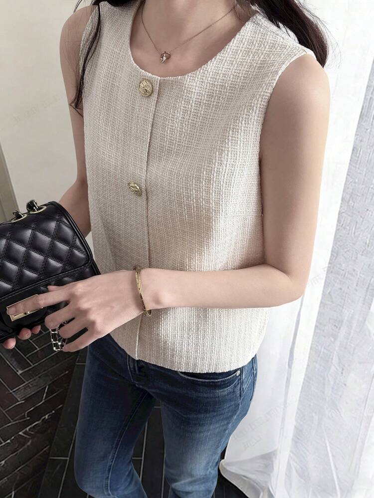 Women's Casual Sleeveless Solid Color Top, Summer