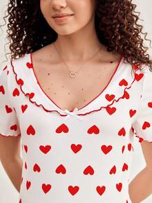 Comfortable, Casual, Homewear, Soft, Heart-Shaped Maternity Nightgown - Multicolor - View 6