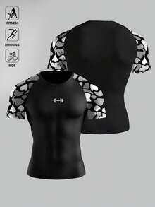 Manfinity Sport PWRUP Men's Camouflage Print Crew Neck Slim Fit Summer Short Sleeve Athletic T-Shirt - Multicolor - View 5