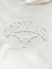 Manfinity Joysei 男士休闲3D字母宽松落肩连帽衫，春季版 - 白色 - 查看 2