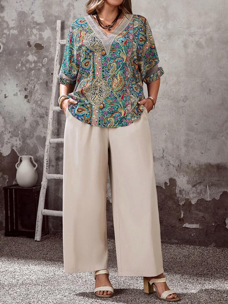Plus Size Co-Ords For Summer/ Vacation Summer Outfits Beach Outfit For Women Summer Holiday Outfits Casual Outfit For Women Wide Leg Summer Pants Blouse And Pants Set