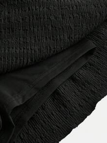 SHEIN Girlism Tween Girl Casual Blue Layered Textured Skirt - Black - View 5