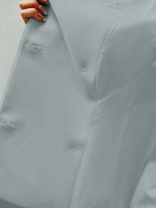 MOTF PREMIUM ELEGANT & FASHIONABLE DOUBLE-BREASTED COMMUTER BLOUSE - Blue - View 8