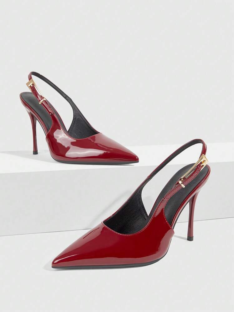 CUCCOO SZL Women's Back Strap Butterfly Decor Lolita Style High Heel Pumps, Burgundy For Christmas Valentine's Day
