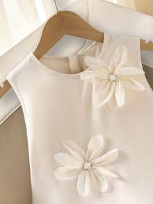 SHEIN Đầm công chúa không tay phối ren hoa và lưới cho bé gái - Màu vàng - Xem 5