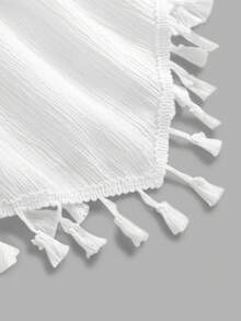 Tween Girls Casual Everyday Vacation Halter Curved Hem Tassel Top And Pants Set - Apricot - View 4