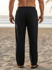 Manfinity RSRT 男士纯色休闲裤 - 黑色 - 查看 2