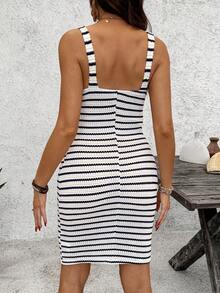 SHEIN Maternity Striped Twist Ruched Fashion Party Vacation Dress - Multicolor - View 2