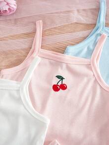 6pcs/Set Young Girl's Spring/Summer Embroidered Bow Camisole&Shorts Underwear Set,Girls Tank Top Sets Night Summer Short Sets - Multicolor - View 6
