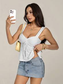 SHEIN PETITE 女士休闲白色针织提花背心 - 白色 - 查看 3