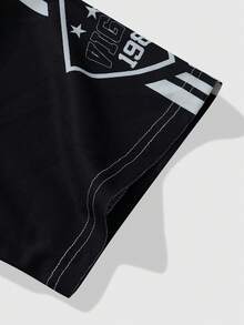 ROMWE MEN Men's Polo Shirt, Daily Casual American Striped College Style English Print Short Sleeve Polo Shirt - Yellow - View 6