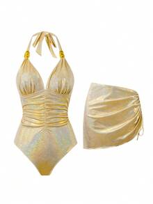 Swim Oasis Bộ áo tắm liền thân cỡ lớn cao cấp, được làm từ chất liệu vải đặc biệt với công nghệ dập nổi, thuộc dòng thời trang Châu Âu và Mỹ. - Màu vàng - Xem 1