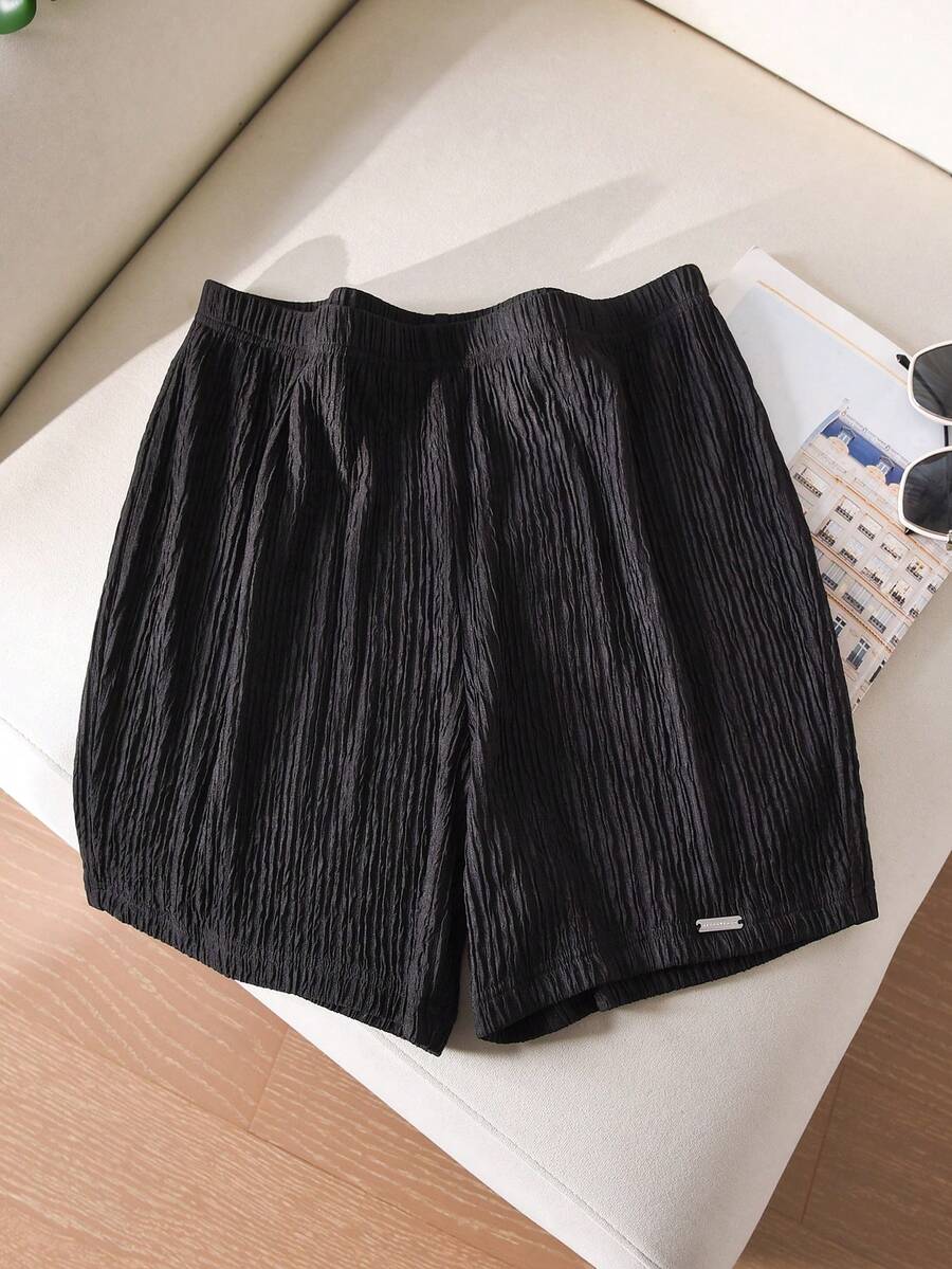 CosyJoli Plus Size Women's High Waist Black Shorts,Summer Everyday Smart Casual High Stretch Mini Leggings,Elegant Short Pants,Vacation Super Short Leggings - Black - View 1