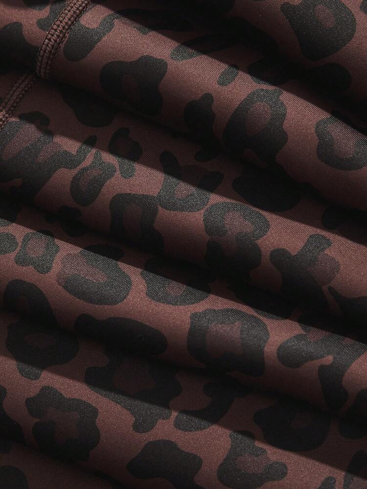 Pantalones de yoga con estampado de leopardo y forro térmico, leggings de levantamiento de cintura alta para deportes al aire libre