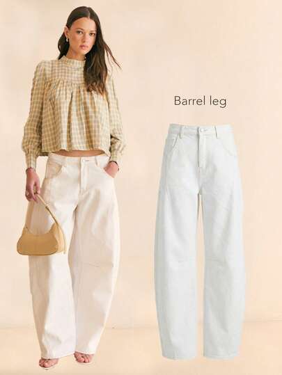 Nöista High-Rise Wide-Leg Denim Pants With Sculptural Volume And Contrast Seam Detailing. Clean, Modern And Effortlessly Chic, These Statement Jeans Are Perfect For Everyday Wear, Minimalist Styling And Fresh Spring Outfits. Structured Yet Comfortable, Flattering, Versatile And Easy To Dress Up Or Down.