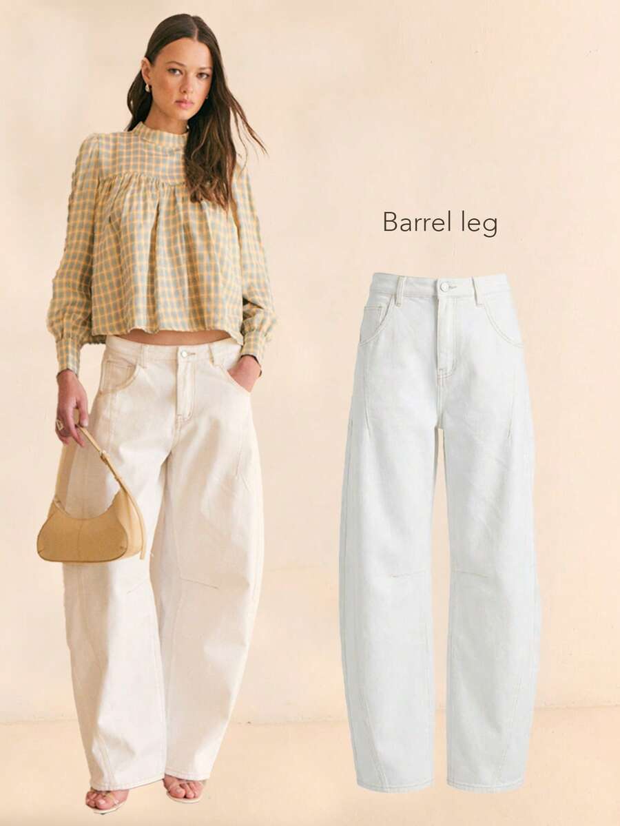 Nöista High-Rise Wide-Leg Denim Pants With Sculptural Volume And Contrast Seam Detailing. Clean, Modern And Effortlessly Chic, These Statement Jeans Are Perfect For Everyday Wear, Minimalist Styling And Fresh Spring. Structured Yet Comfortable, Flattering, Versatile And Easy To Up Or Down. - White - View 1