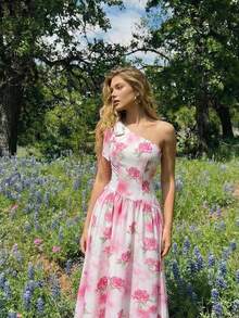 SHEIN MOD 女士碎花扭结设计连衣裙，优雅 - 粉色 - 查看 2