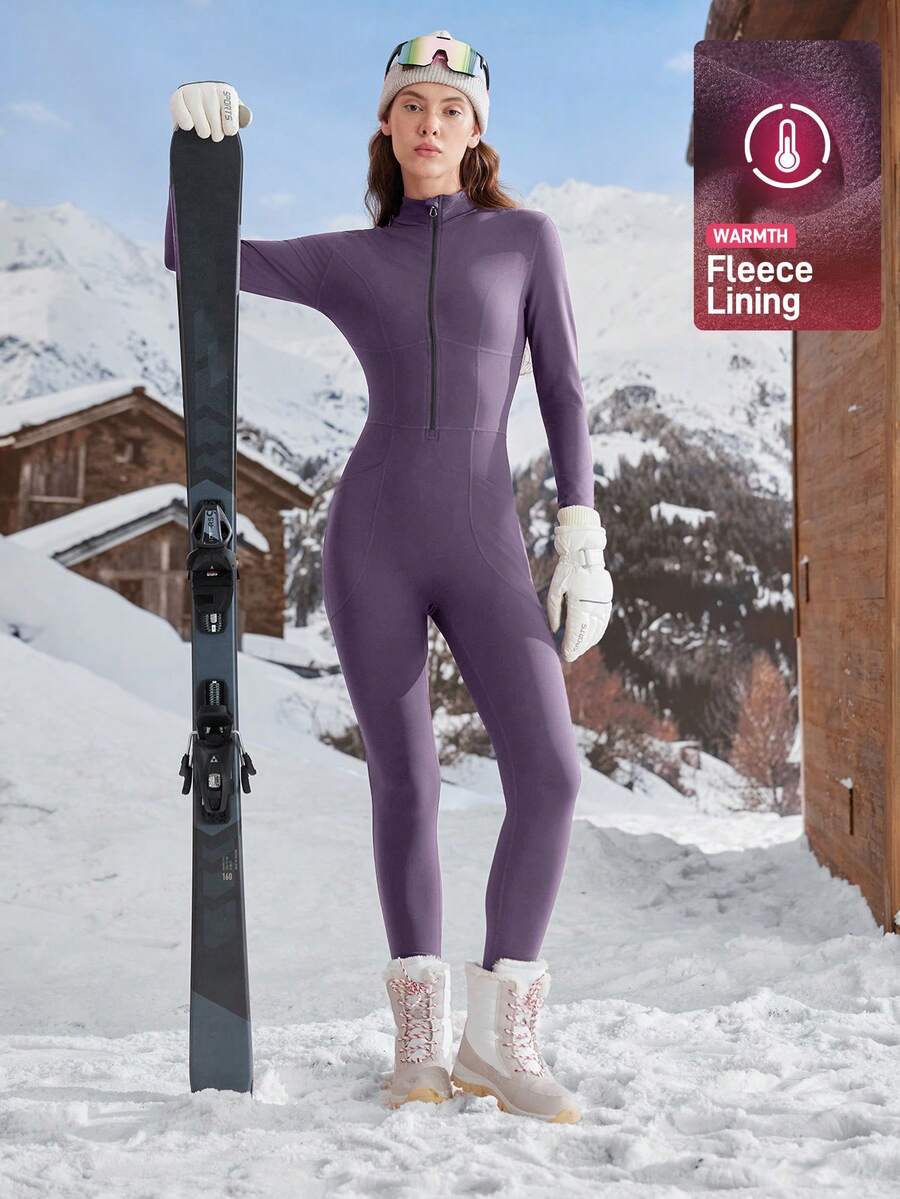 In My Nature 女士保暖滑雪连体服,适合户外冬季穿着 - 紫色 - 查看 1