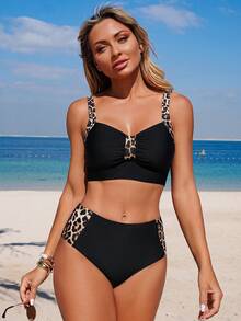 Swim Vcay Women's Solid & Random Print Thick Strap High Cut Cami Bikini Top, Spring/Summer - Multicolor - View 6