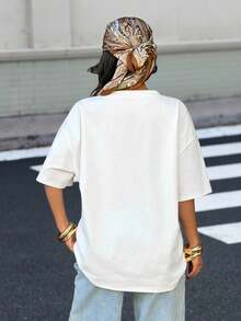 Muchica 女士夏季新款白色镂空设计宽松圆领短袖T恤 - 白色 - 查看 2