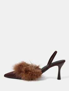 CUCCOO HITCHD Women's Pointed Toe Buckle Design Fashionable High Heels, Versatile For Daily Wear - Matte brown - View 2