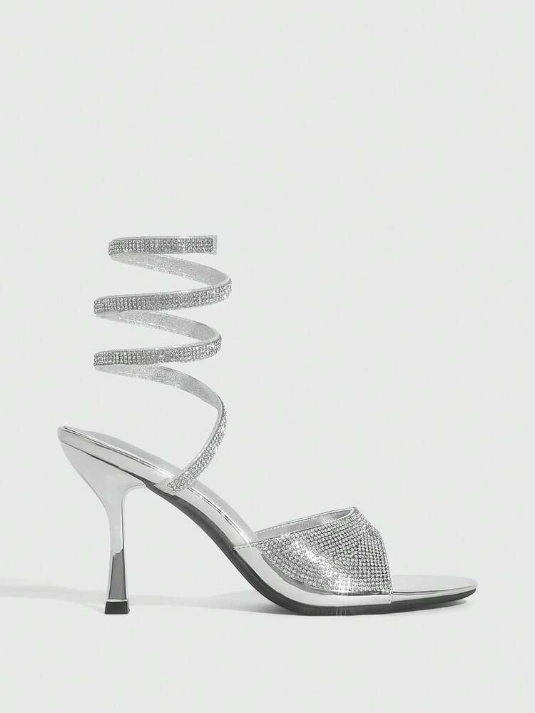 CUCCOO SZL Women's Fashionable Elegant Crystal Decorated High Heel Sandals