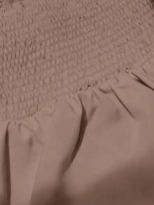 Franclia 女士纯色优雅抹胸式纽扣设计上衣 - 咖啡棕 - 查看 4