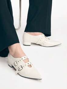 Mnmlis Women's Fashion Versatile Pointed Toe Buckle High Heel Pumps - Beige - View 1