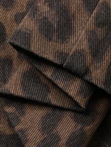 DAZY 女士全印花豹纹宽松休闲牛仔裤，韩版街头风 - 咖啡棕 - 查看 7