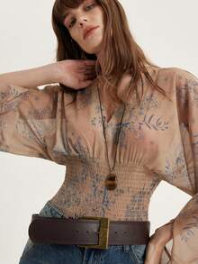 Aveloria Modichic V领中国风蝙蝠袖上衣，收腰设计，优雅精致 - 彩色 - 查看 6