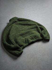 Manfinity Roghcode Chaqueta y abrigo con cremallera de manga larga de unicolor de felpa para hombre, invierno - Verde militar - Ver 2