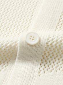 Manfinity Homme Men's Solid Color Button Casual Versatile Short Sleeve Knit Top - Apricot - View 8