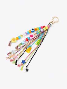 Viva Strut 1 Piece Fringed Beaded Braided Rope Cute Little Flower Bag Keychain Pendant Braided Rope Pendant Bag Accessories DIY Pendant - mix - View 3