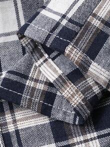 FRIFUL Women's Peter Pan Collar All-Over Plaid Decor Loose Multi-Layered Patchwork A-Line Dress Summer Dress Sundress Vacation - Blue - View 3