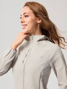 OutZeal 女士防晒夹克 露营徒步 防紫外线 轻便可收纳 拉链上衣 - 米色 - 查看 11