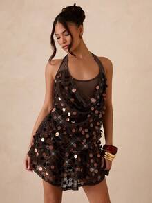 SHEIN Glamour 2件装女士性感垂褶领无袖上衣 - 查看 1