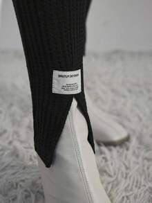 SHEIN Conjunto informal de 2 piezas con mangas largas de color contrastante y costuras para maternidad, nuevo de primavera y verano - Blanco y Negro - Ver 6