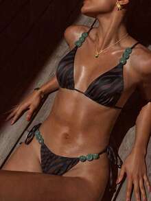 Swim Vcay 女士热带印花比基尼套装，休闲度假风 - 彩色 - 查看 1