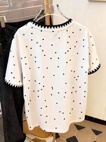 Camiseta de cuello redondo de manga corta con ajuste regular y estampado digital de leopardo para mujer, regalo para amigos - Blanco 2 - Ver 2
