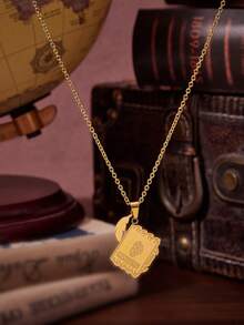 HARRY POTTER X SHEIN Dây chuyền hình cuốn sách ma thuật của Potter - Một cuốn sách ma thuật phát sáng - Vàng - Xem 4